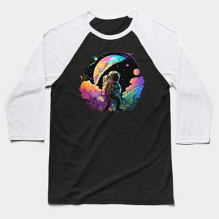 Astronaut in Space Colorful Vibrant Psychedelic Baseball T-Shirt